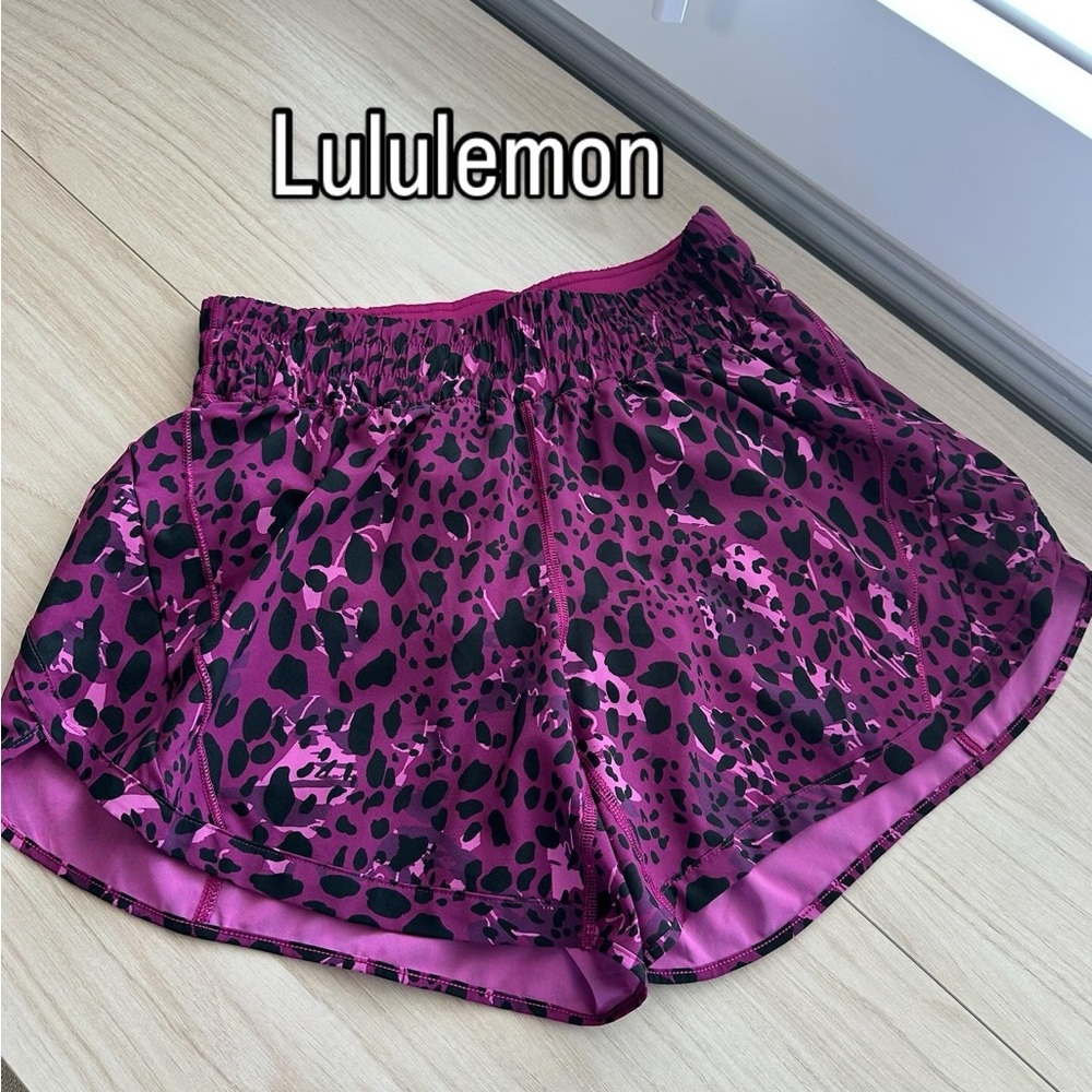 Lululemon Pink Leopard Print track that Shorts